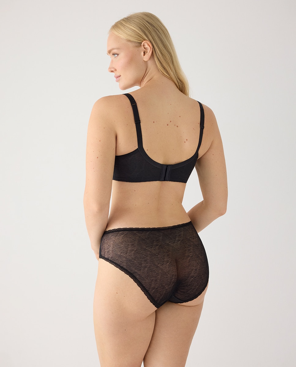 Conjunto sujetador capacidad con aro con relleno y braga midi textura - Ysabel Mora - Negro Negro-2