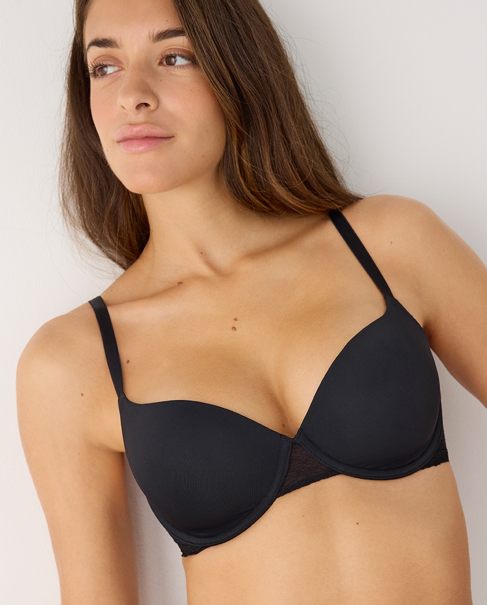 Conjunto sujetador con aro con relleno y braga mini textura - Ysabel Mora - Negro Negro-3