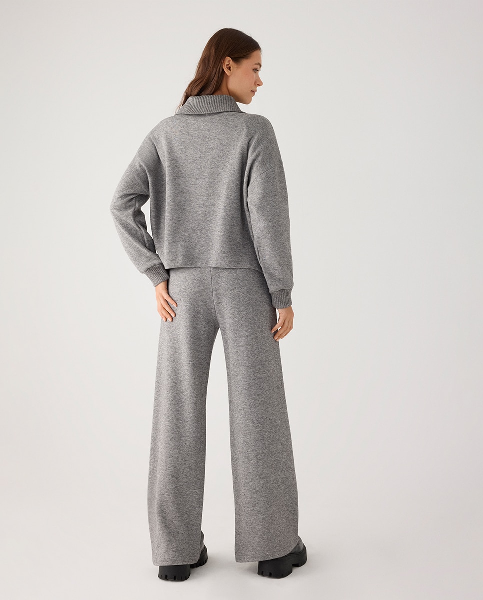 Sudadera cálida cuello con cremallera - Ysabel Mora - Gris claro Gris claro-3