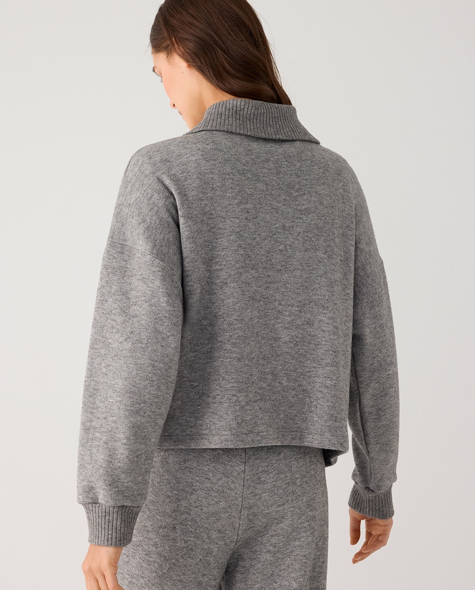 Sudadera cálida cuello con cremallera - Ysabel Mora - Gris claro Gris claro-4