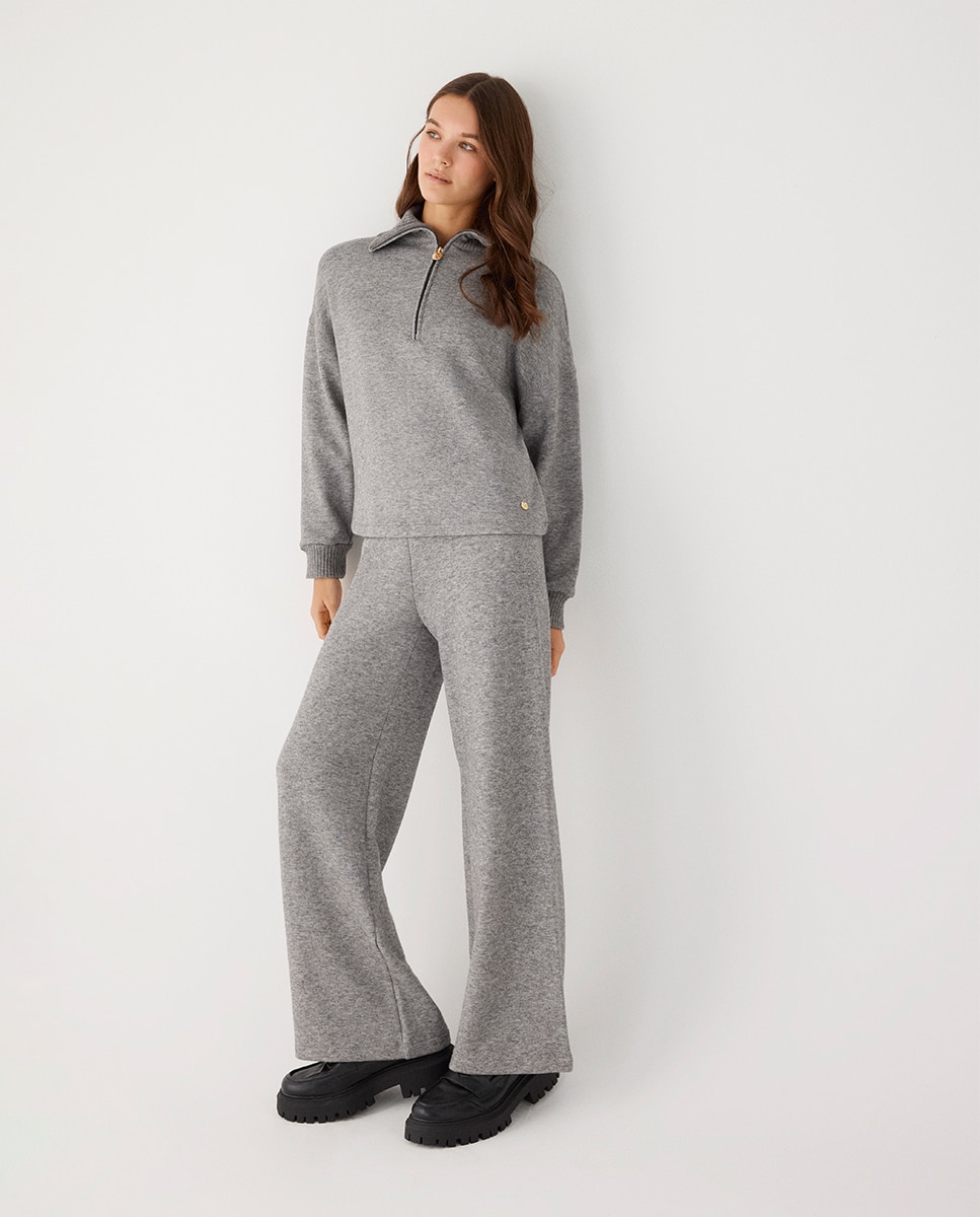 Sudadera cálida cuello con cremallera - Ysabel Mora - Gris claro Gris claro-6
