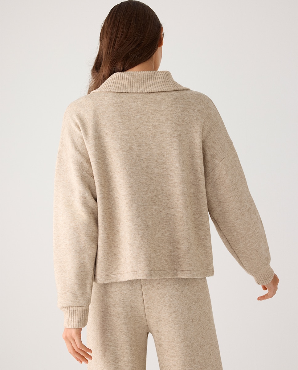 Sudadera cálida cuello con cremallera - Ysabel Mora - Beige Beige-5
