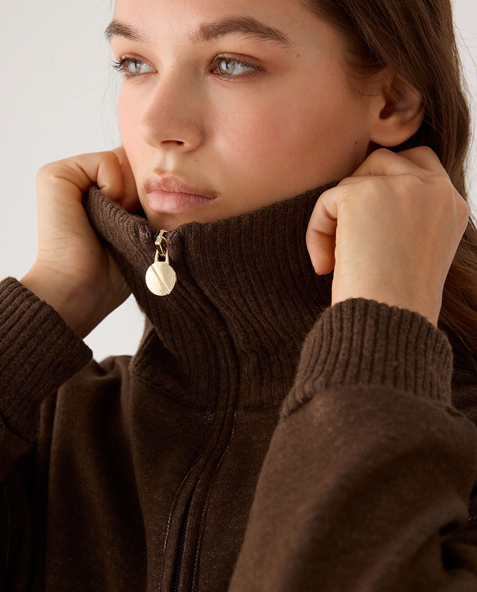 Sudadera cálida cuello con cremallera - Ysabel Mora - Marrón chocolate Marrón chocolate-7