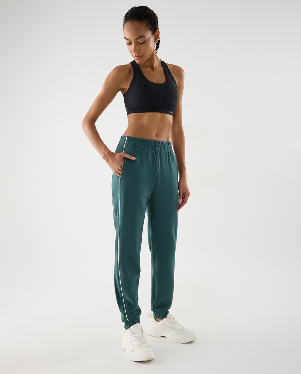 Legging deportivo jogger con bolsillos lineas a contraste - Ysabel Mora - Verde claro Verde claro-3