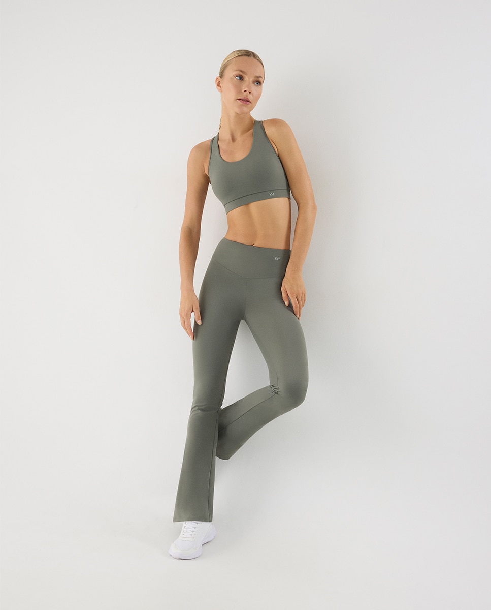 Leggings deportivos acampanados tacto algodonero - Ysabel Mora - Verde Verde-3