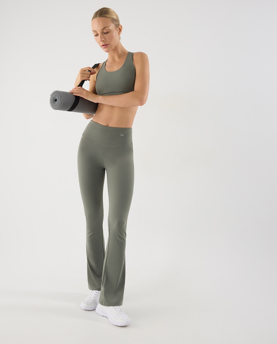 Leggings deportivos acampanados tacto algodonero - Ysabel Mora - Verde Verde-4