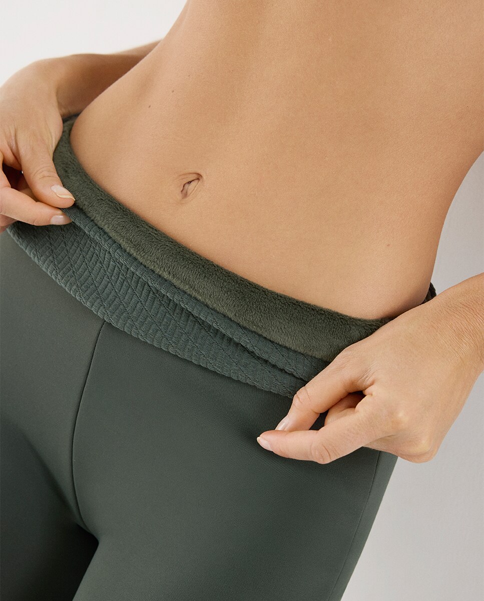 Ultra térmico leggings deportivos afelpado polar acampanados - Ysabel Mora - Verde Oliva Verde Oliva-4