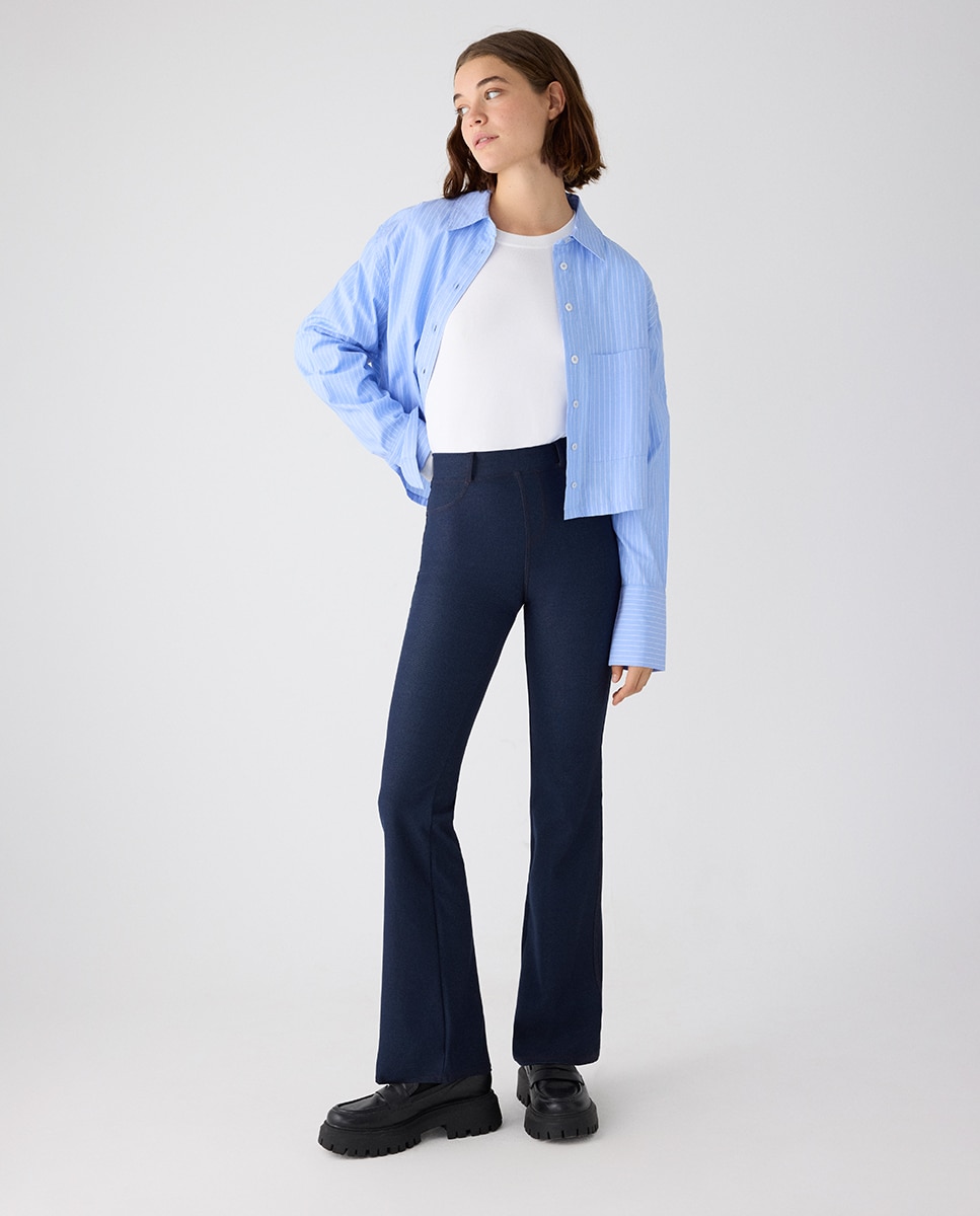 Imagen 0 de Leggings efecto vaquero acampanados push-up Azul marino