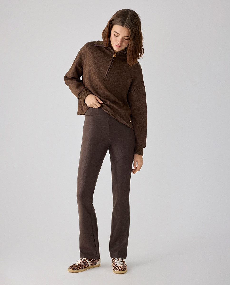Leggings térmicos efecto piel acampanados - Ysabel Mora - Marrón chocolate Marrón chocolate-1