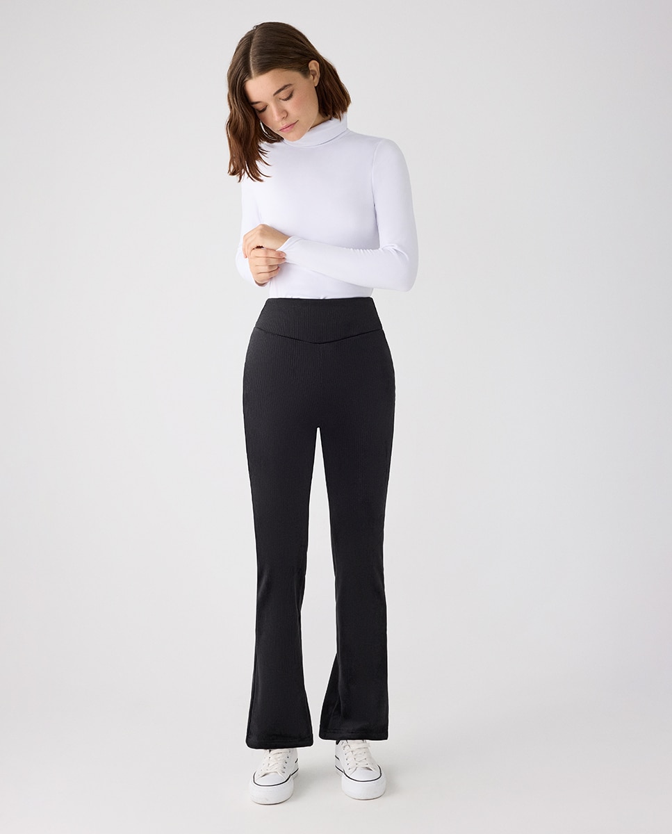 Ultra térmico leggings acampanados efecto pana - Ysabel Mora - Negro Negro-1
