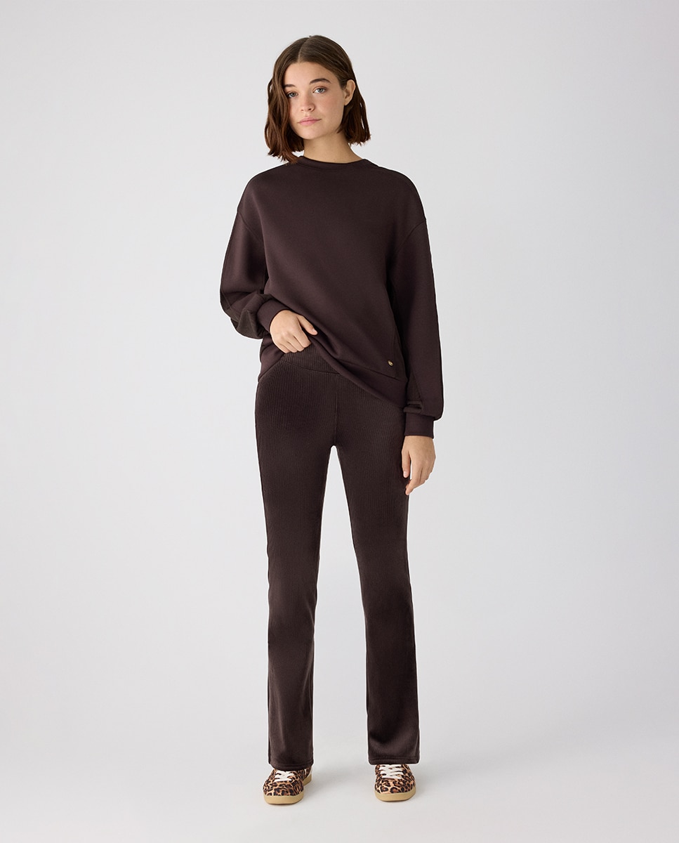 Imagen 0 de Ultra térmico leggings acampanados efecto pana Marrón chocolate