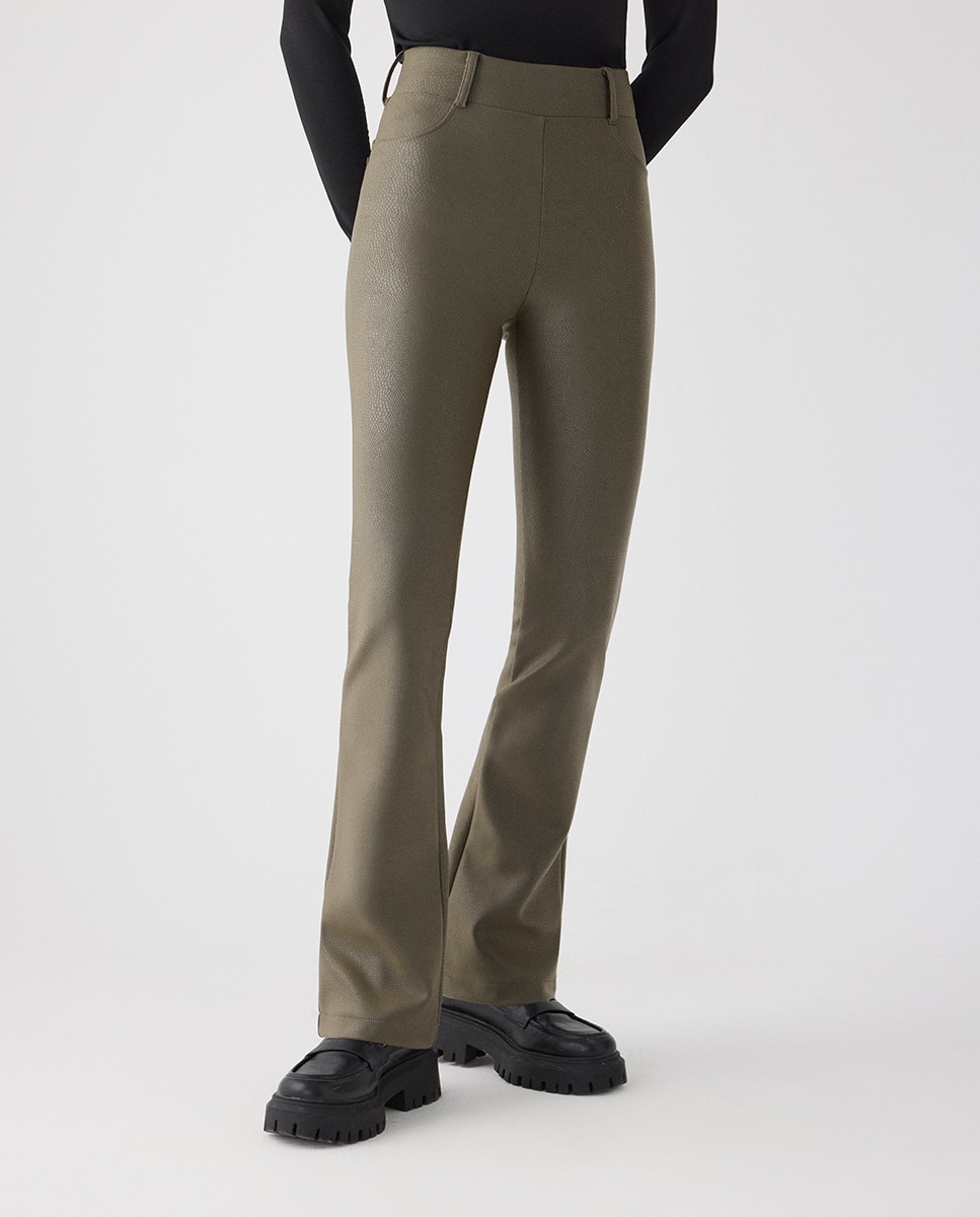 Pantalones térmicos efecto piel acampanados push-up - Ysabel Mora - Verde Verde-2