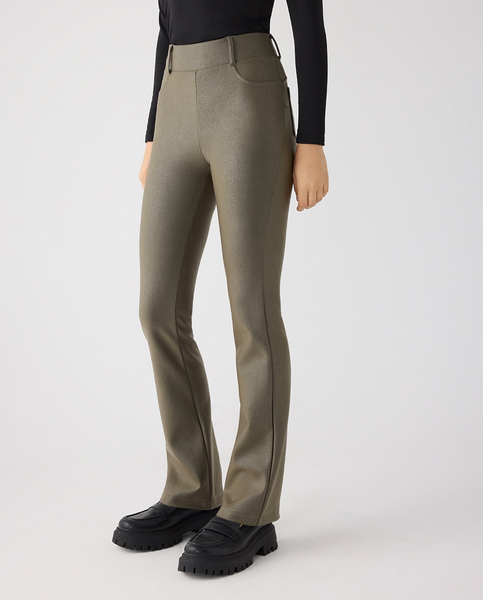 Pantalones térmicos efecto piel acampanados push-up - Ysabel Mora - Verde Verde-4
