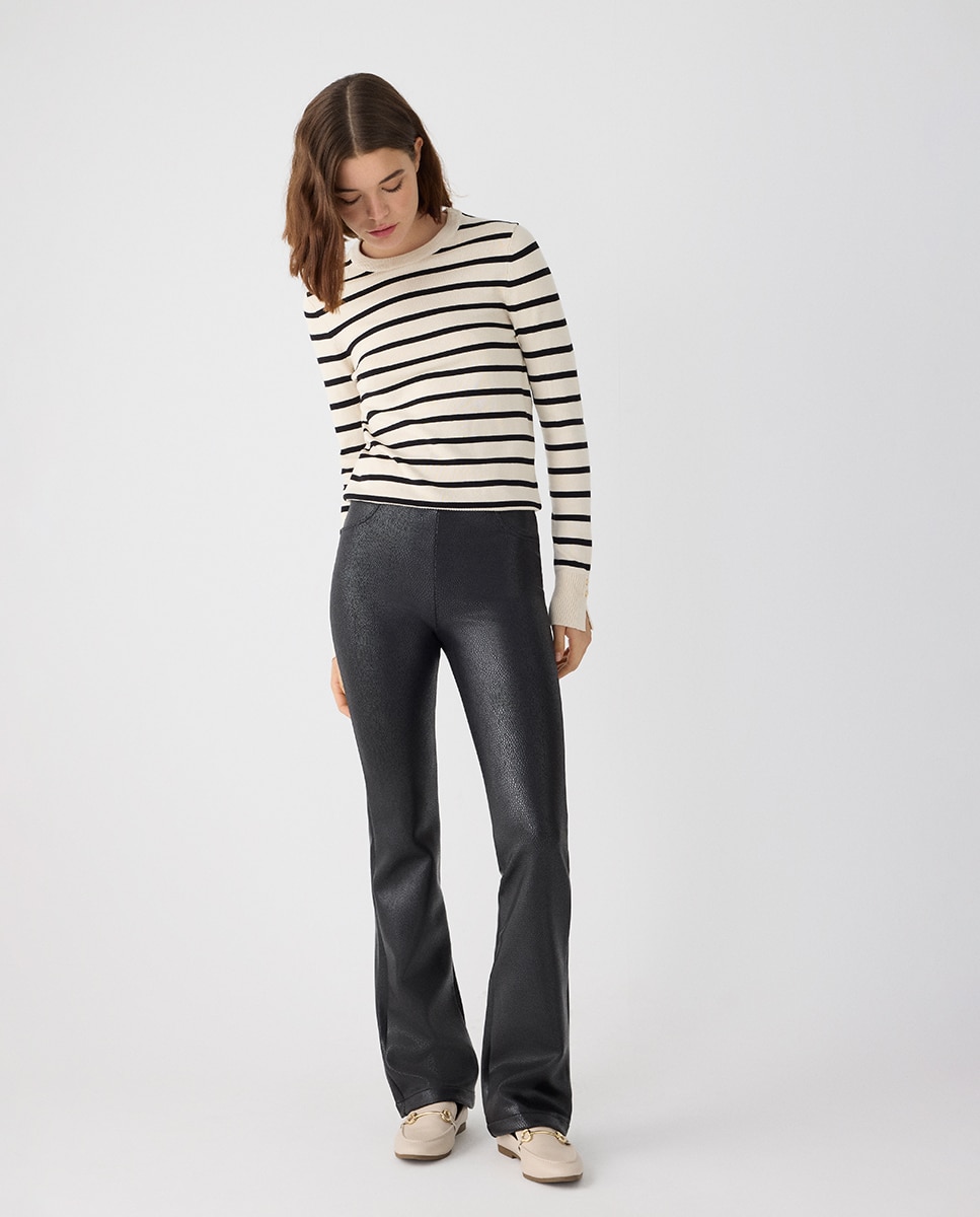 Pantalones térmicos efecto piel acampanados push-up - Ysabel Mora - Negro Negro-1