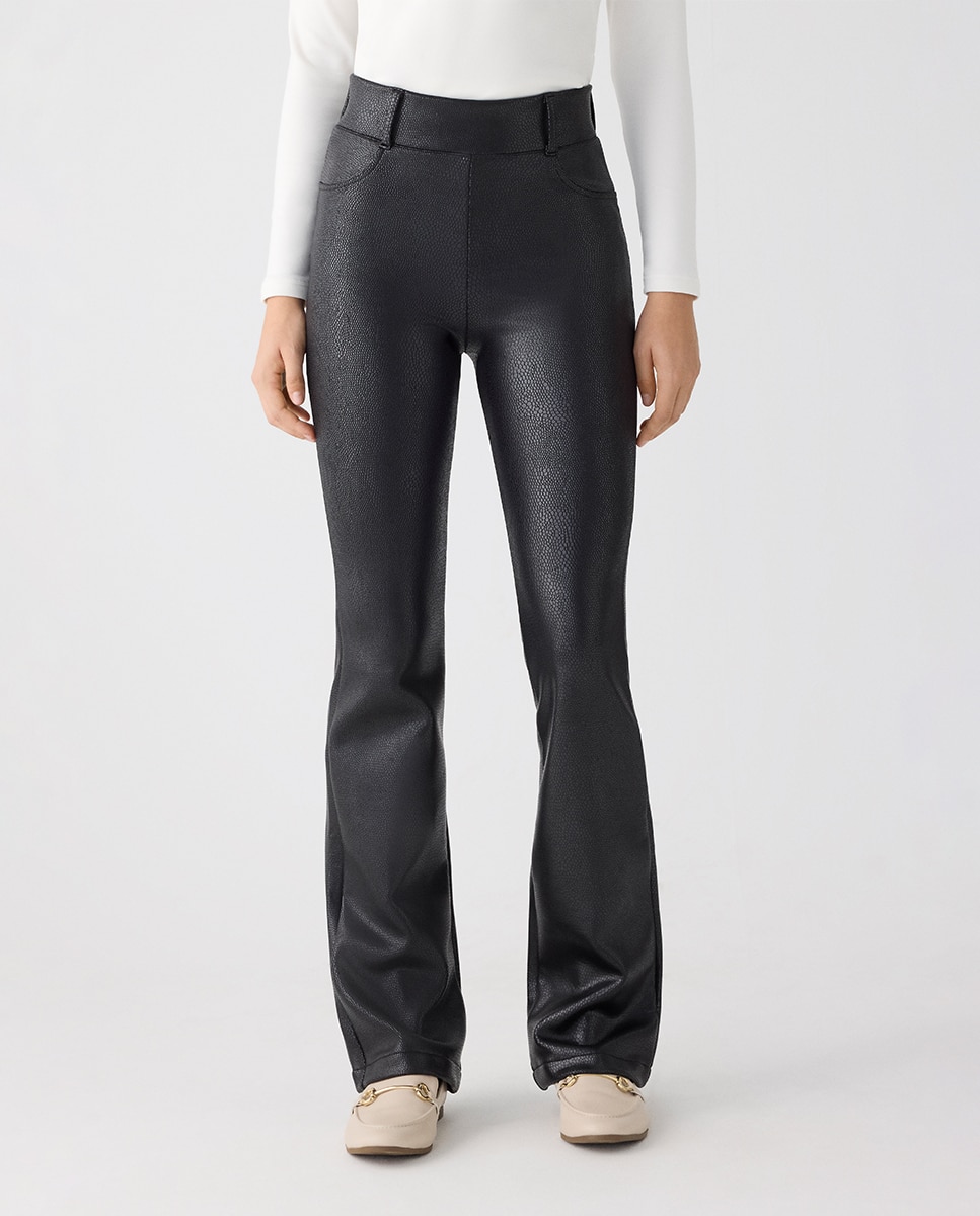 Pantalones térmicos efecto piel acampanados push-up - Ysabel Mora - Negro Negro-3