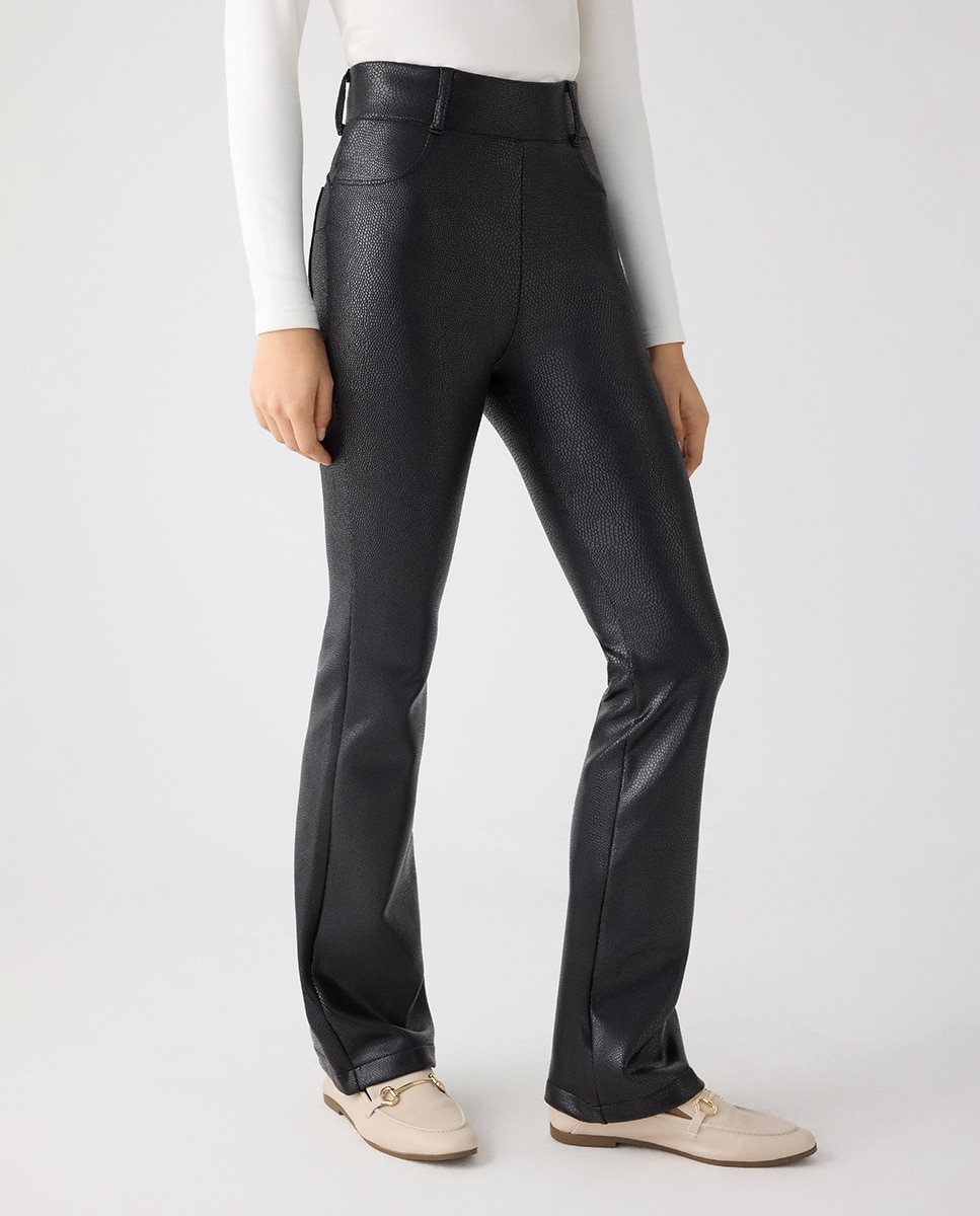 Pantalones térmicos efecto piel acampanados push-up - Ysabel Mora - Negro Negro-5