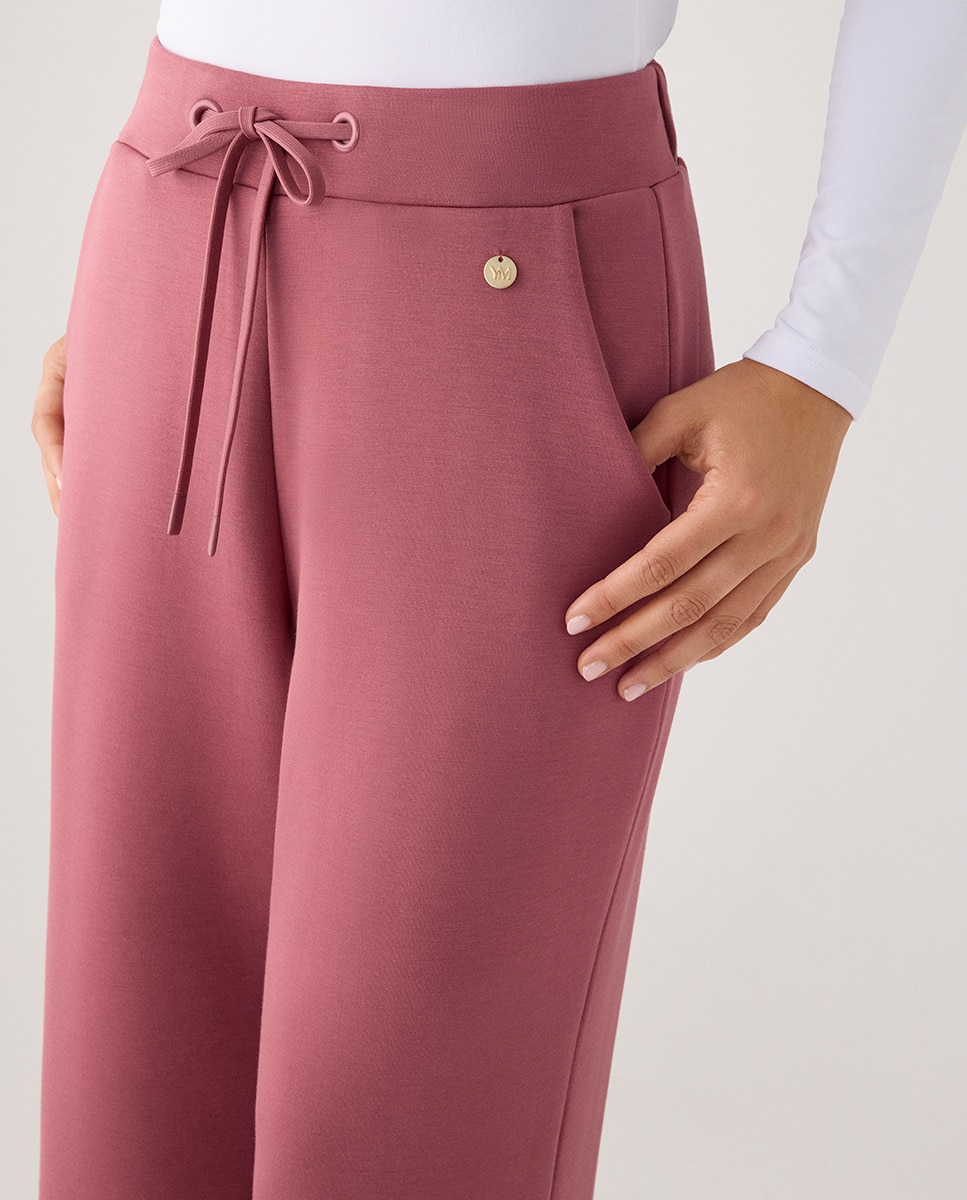 Pantalones rectos afelpados tiro alto y cintura ajustable - Ysabel Mora - Rosa Rosa-4