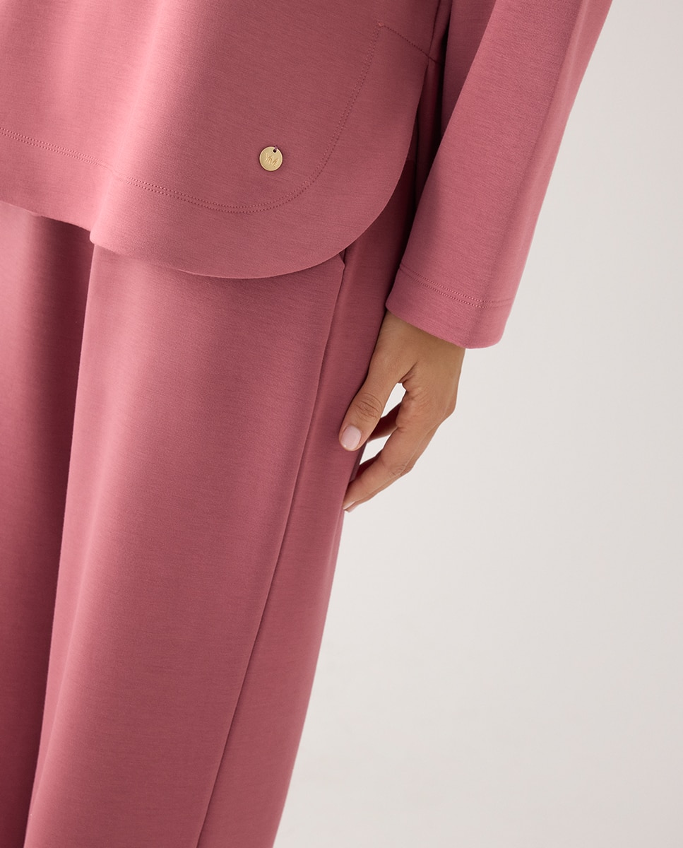Pantalones rectos afelpados tiro alto y cintura ajustable - Ysabel Mora - Rosa Rosa-5