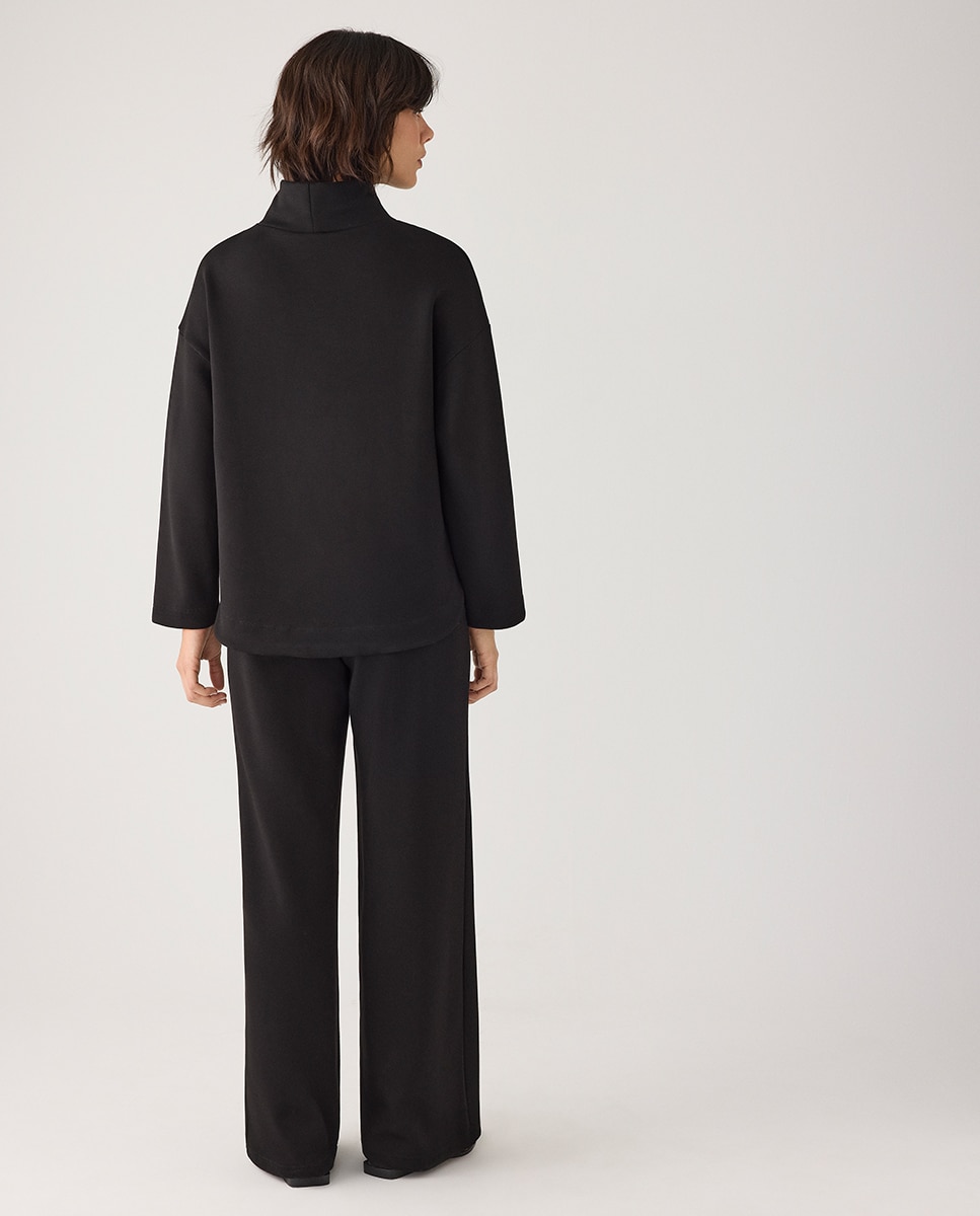 Pantalones rectos afelpados tiro alto y cintura ajustable - Ysabel Mora - Negro Negro-6