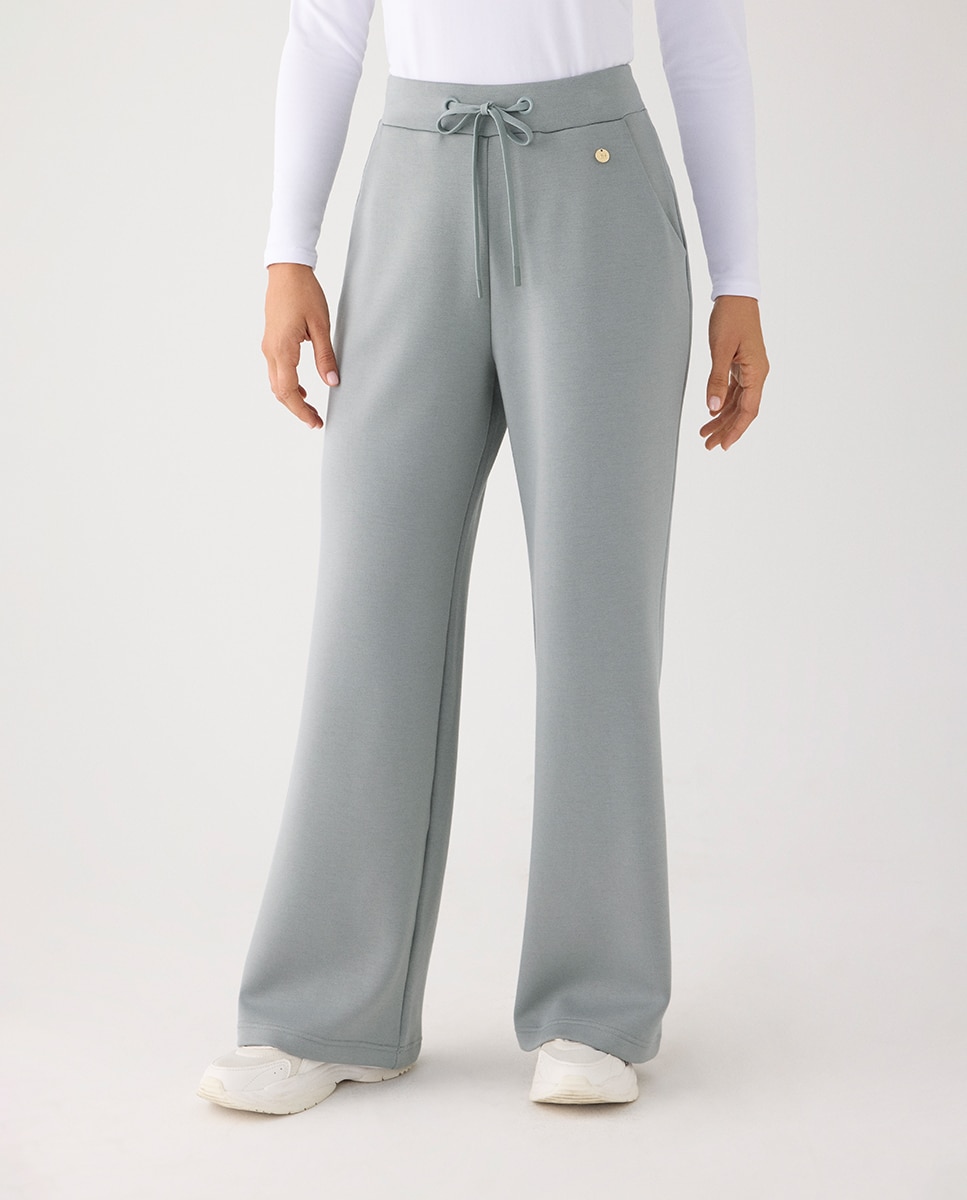 Pantalones rectos afelpados tiro alto y cintura ajustable - Ysabel Mora - Verde Verde-1
