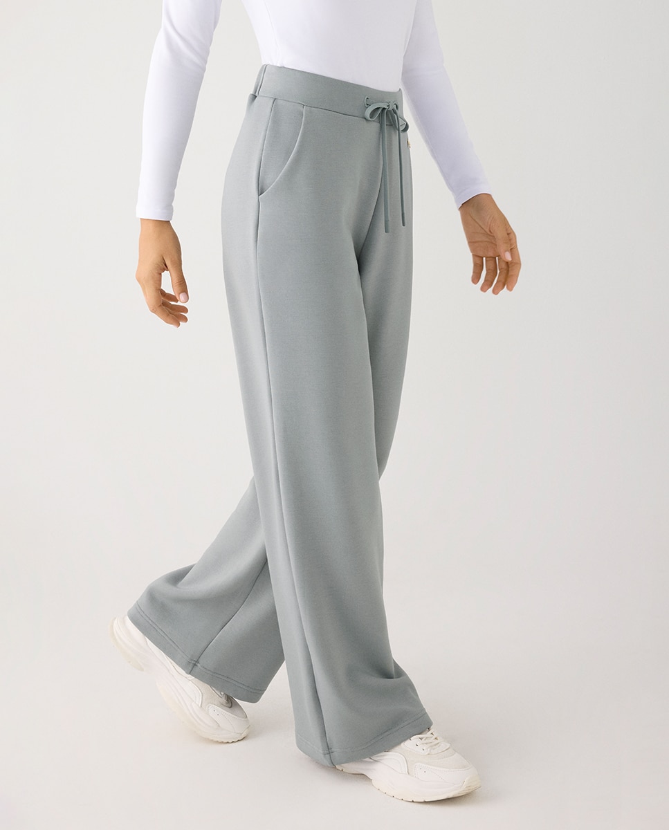 Pantalones rectos afelpados tiro alto y cintura ajustable - Ysabel Mora - Verde Verde-2