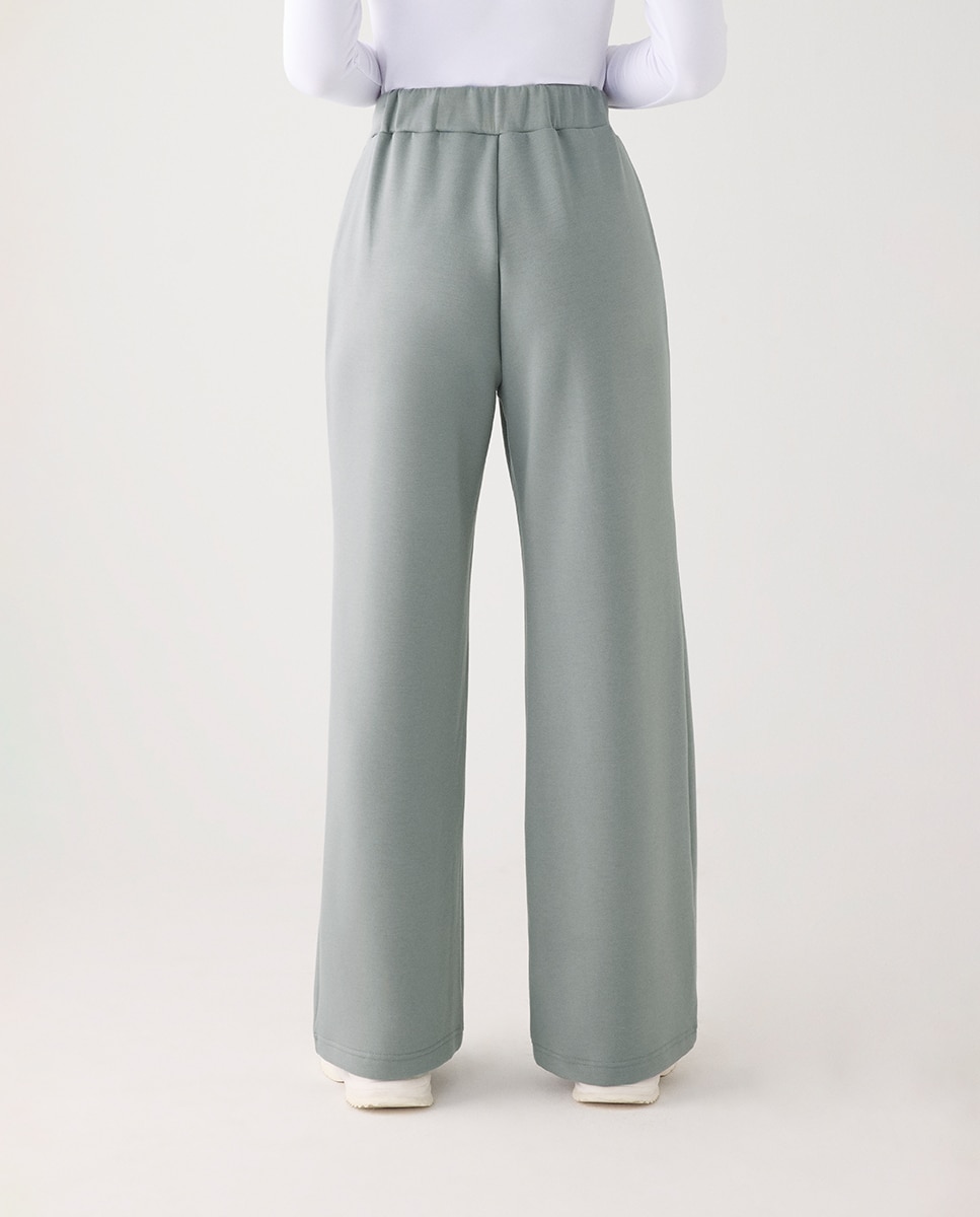 Pantalones rectos afelpados tiro alto y cintura ajustable - Ysabel Mora - Verde Verde-3