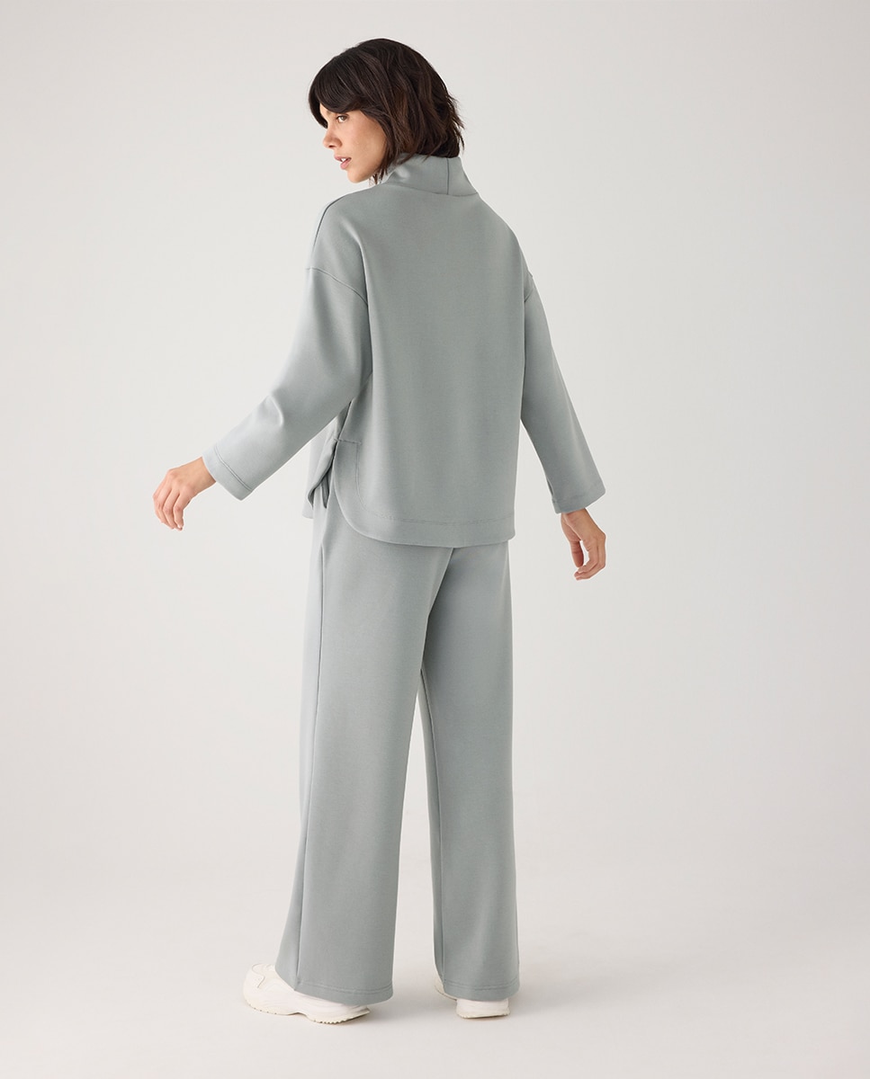Pantalones rectos afelpados tiro alto y cintura ajustable - Ysabel Mora - Verde Verde-7