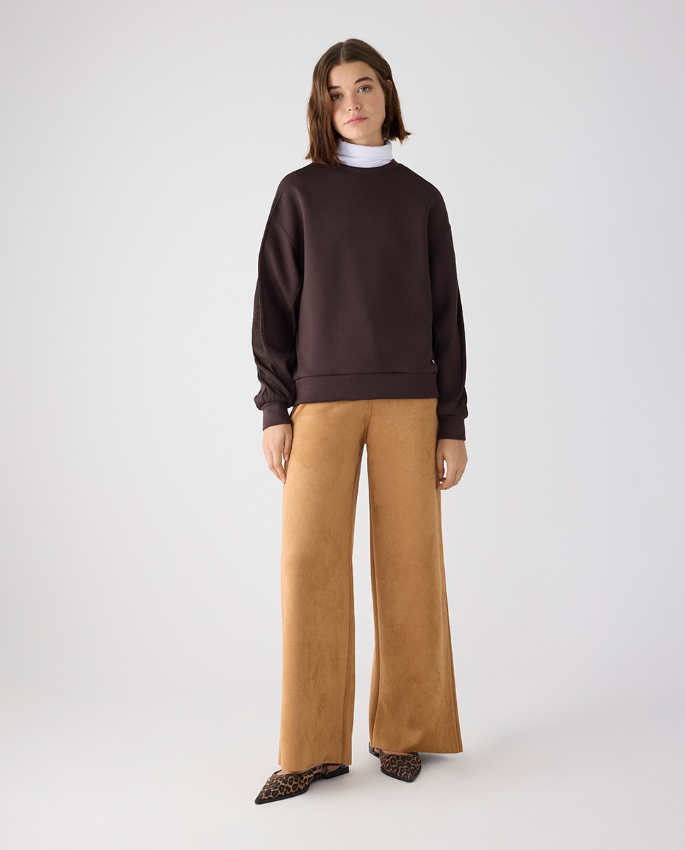 Pantalón ancho efecto ante - Ysabel Mora - Marrón oscuro Marrón oscuro-1