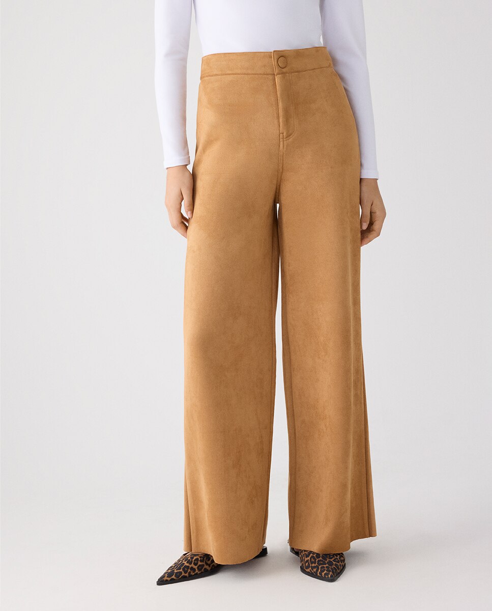 Pantalón ancho efecto ante - Ysabel Mora - Marrón oscuro Marrón oscuro-3