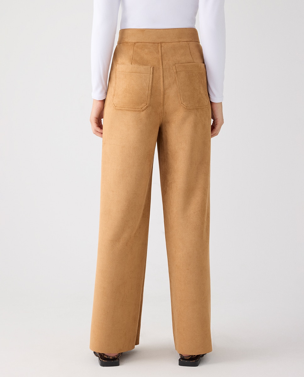 Pantalón ancho efecto ante - Ysabel Mora - Marrón oscuro Marrón oscuro-4
