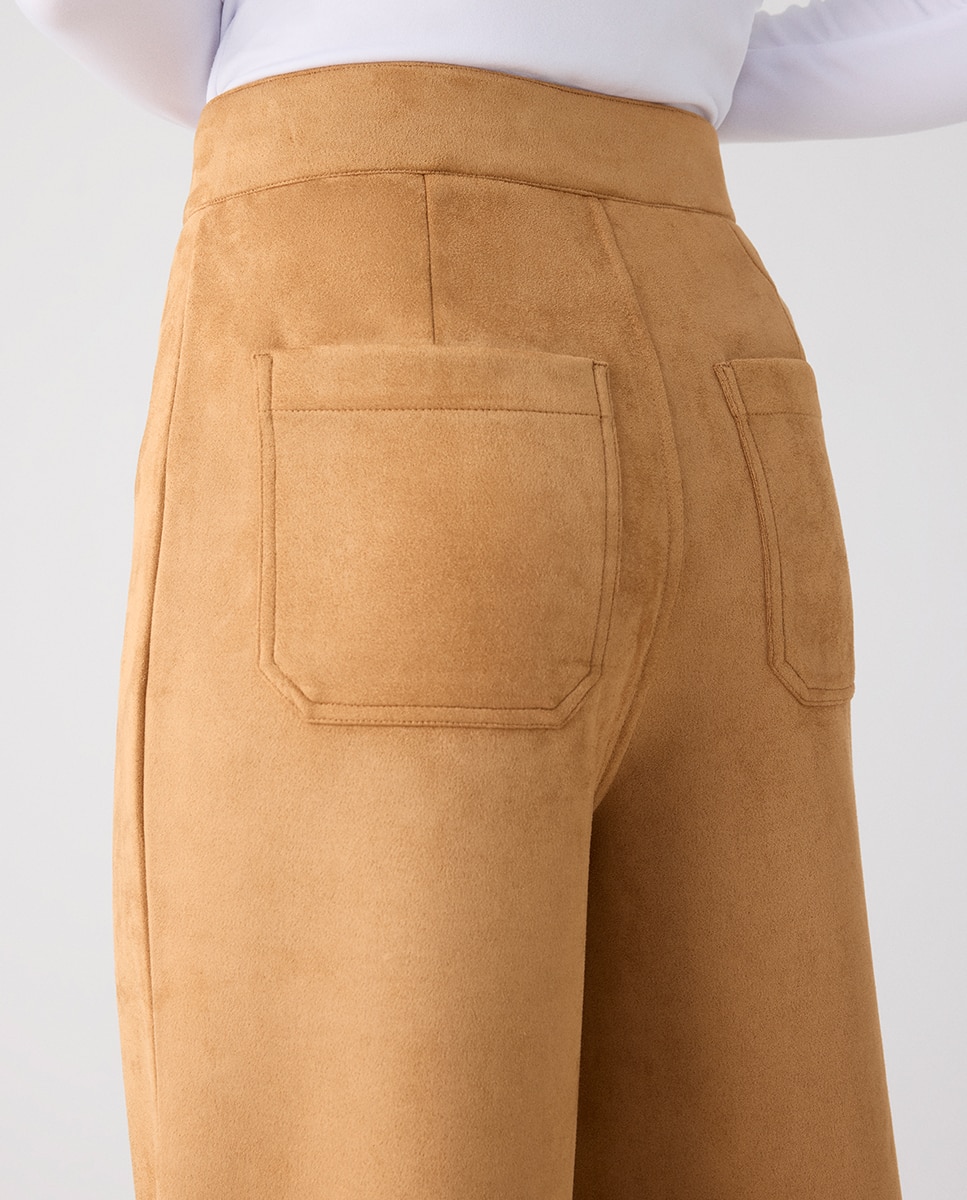 Pantalón ancho efecto ante - Ysabel Mora - Marrón oscuro Marrón oscuro-6
