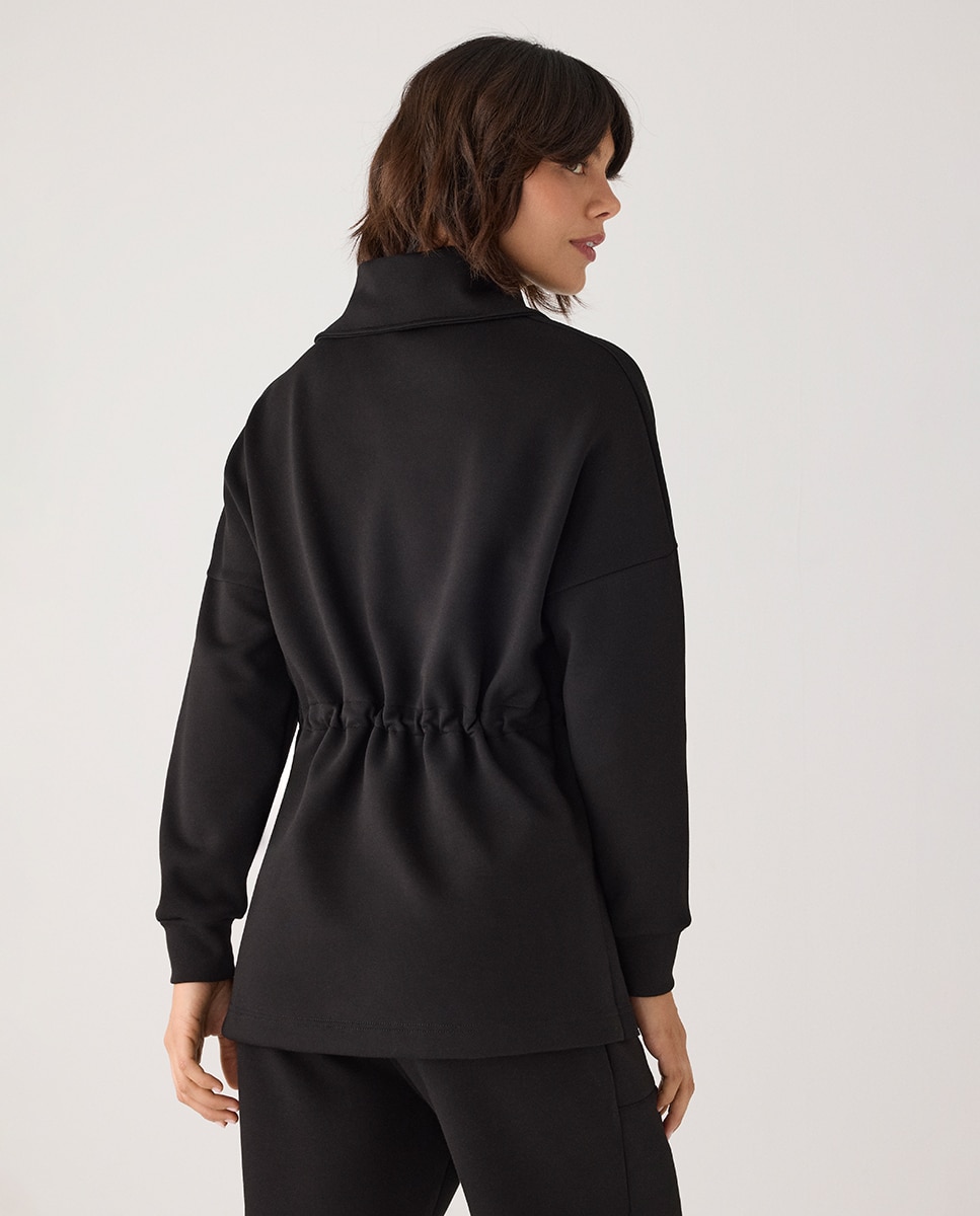 Sudadera larga afelpada con cremallera y cintura ajustable - Ysabel Mora - Negro Negro-4