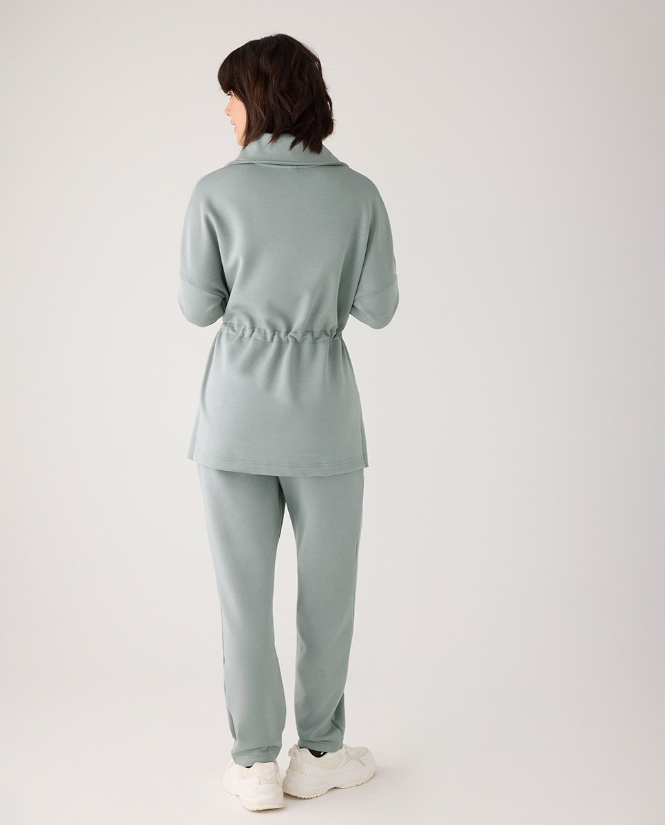 Sudadera larga afelpada con cremallera y cintura ajustable - Ysabel Mora - Verde Verde-3