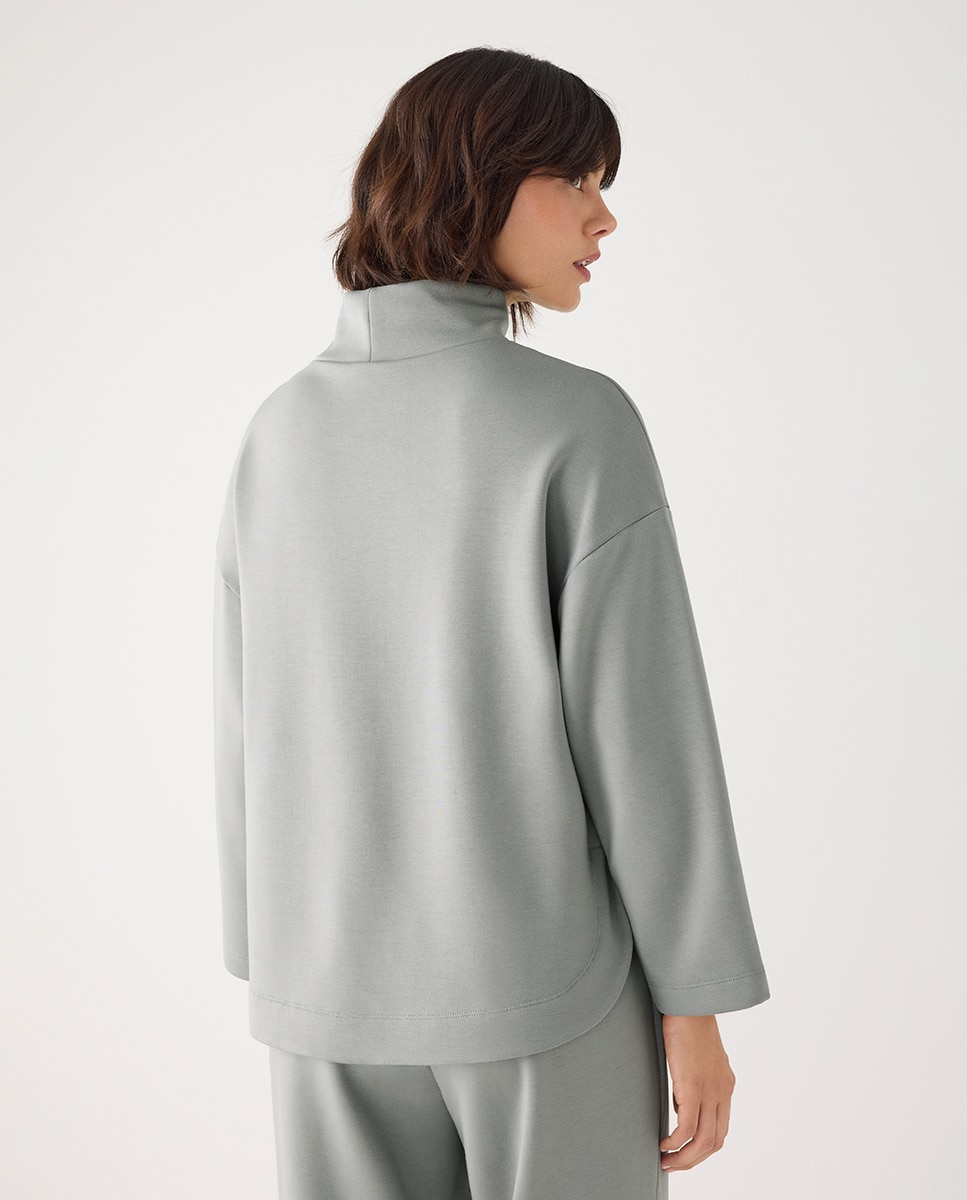 Sudadera afelpada cuello alto con cordones - Ysabel Mora - Verde Verde-2