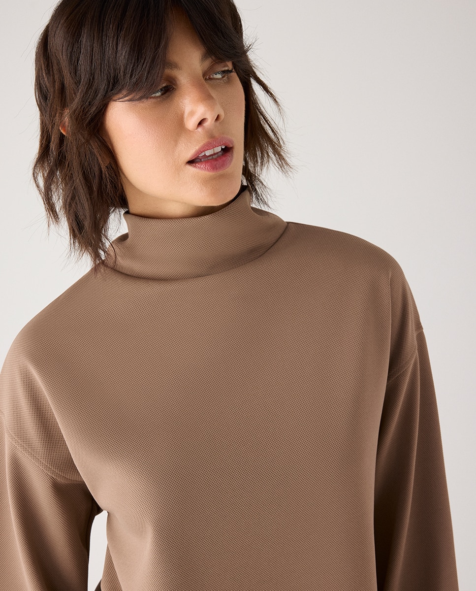 Sudadera textura piqué cuello alto - Ysabel Mora - Kaki Kaki-5