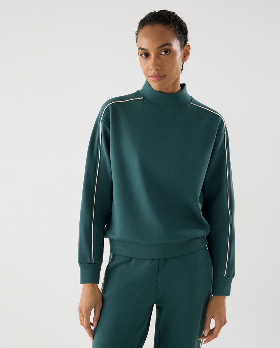 Sudadera deportiva cuello perkins lineas contraste - Ysabel Mora - Verde claro Verde claro-1