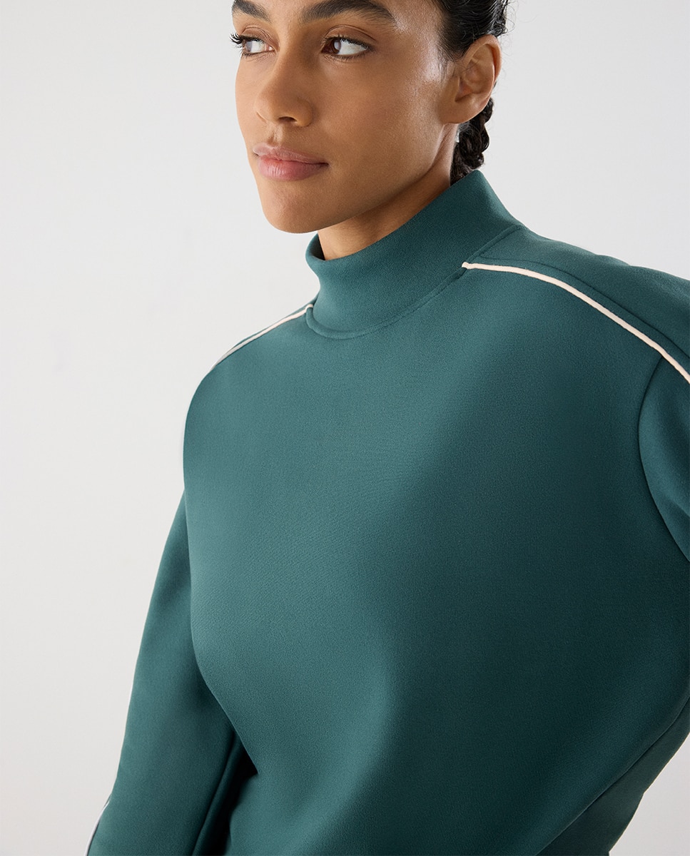Sudadera deportiva cuello perkins lineas contraste - Ysabel Mora - Verde claro Verde claro-3