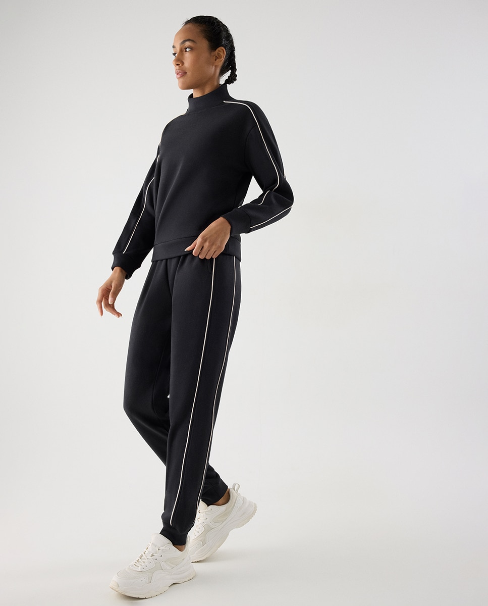 Sudadera deportiva cuello perkins lineas contraste - Ysabel Mora - Antracita Antracita-5