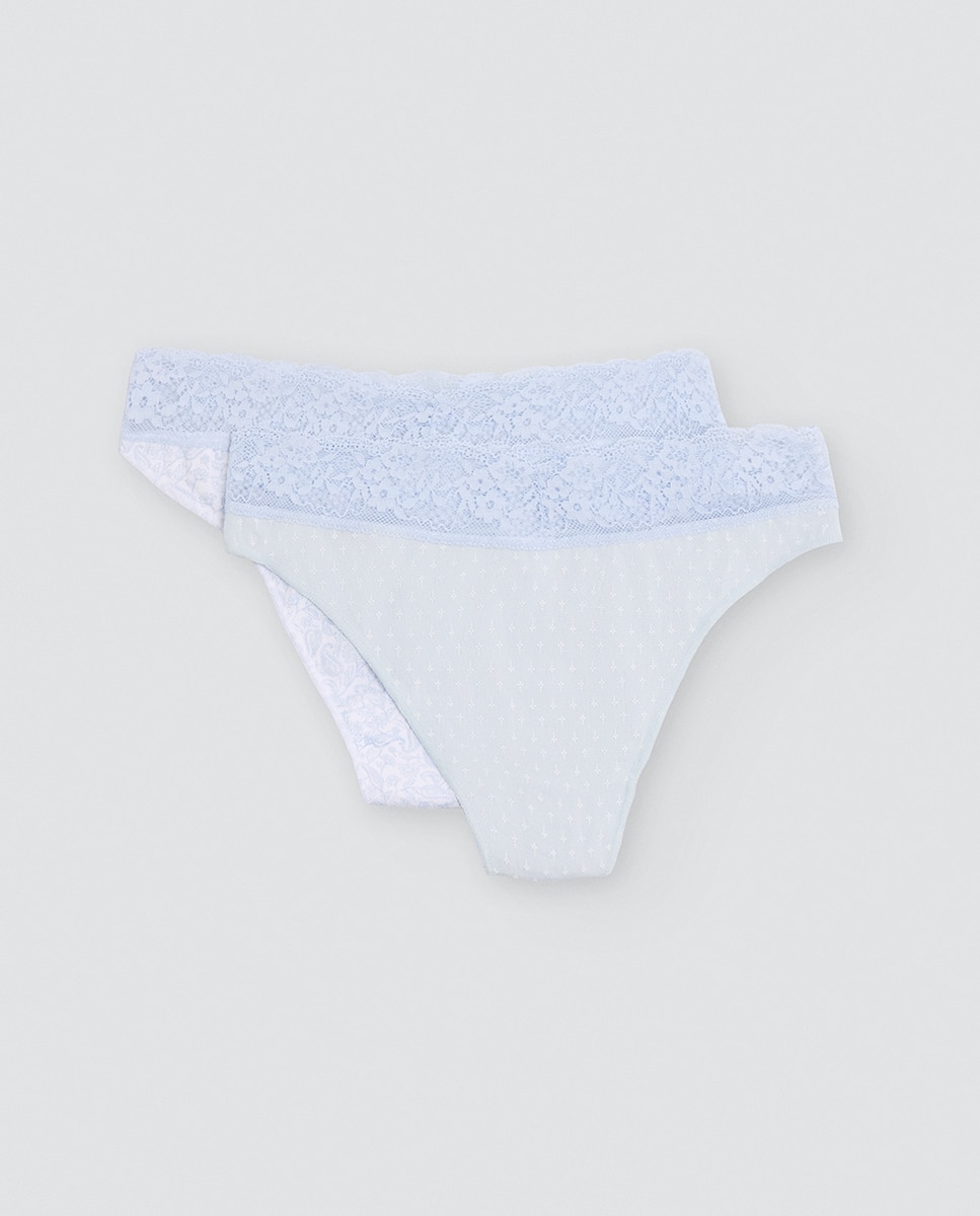 Pack de 2 tangas algodón estampados con ribete de encaje - Ysabel Mora - Multicolor Multicolor-1