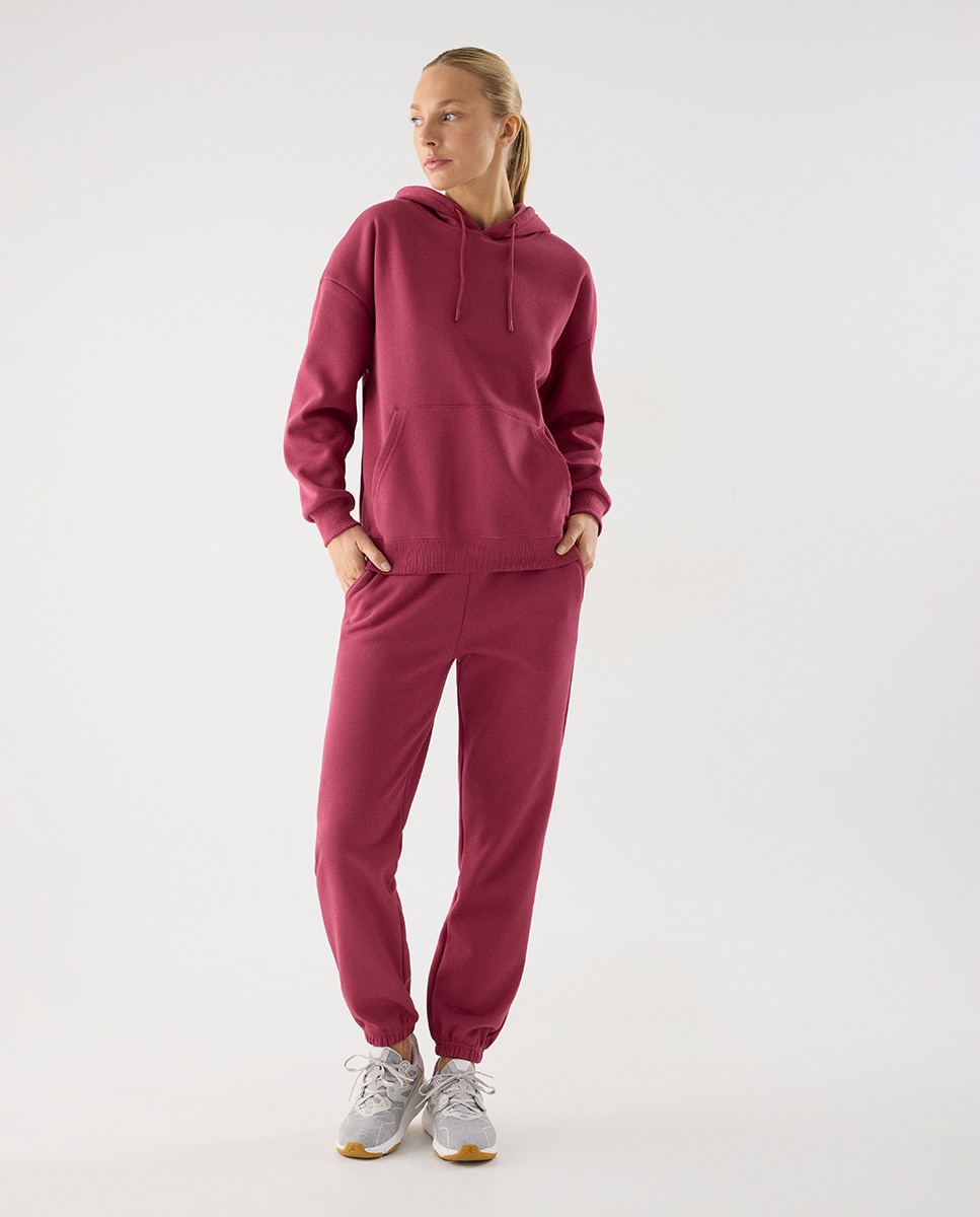 Imagen 1 de Conjunto de chándal deportivo afelpado sudadera con capucha y jogger Rosa