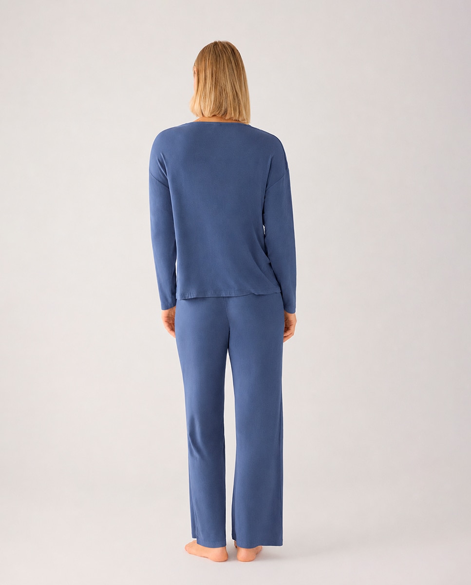 Imagen 2 de Pijama largo de mujer ligero y suave con pantalón ancho - Ysabel Mora - Gris ceniza Gris ceniza