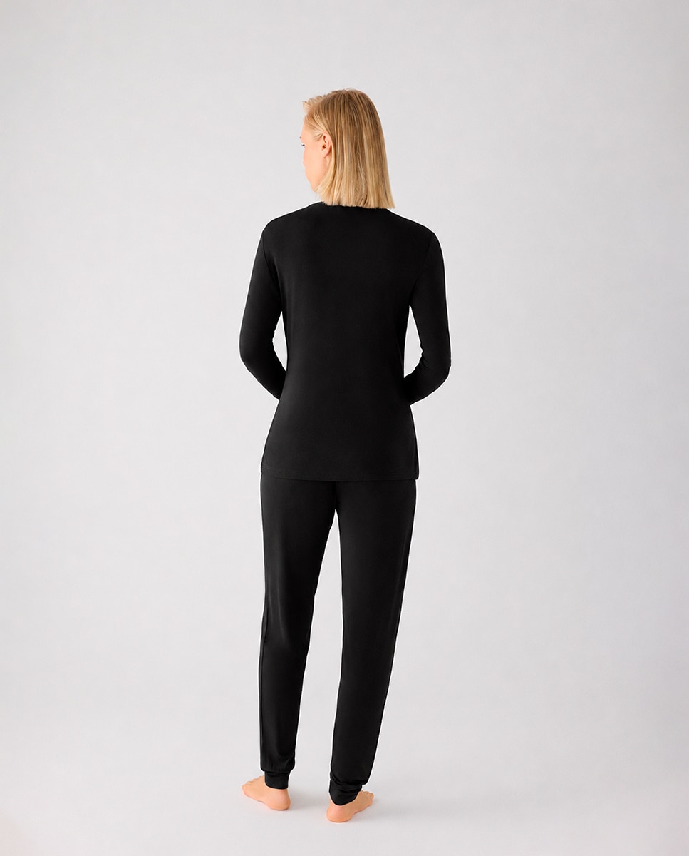 Imagen 2 de Pijama largo de mujer ligero y suave con pantalón jogger - Ysabel Mora - Negro Negro