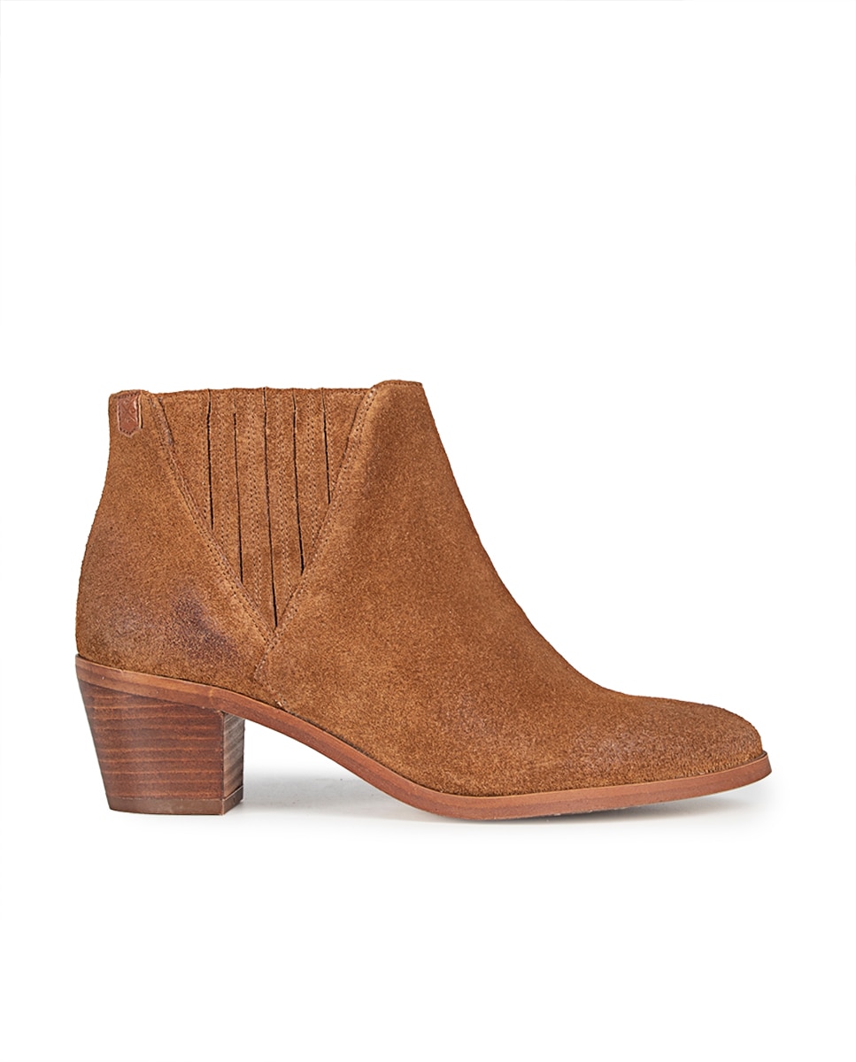 Botines de mujer en piel serraje con tacón