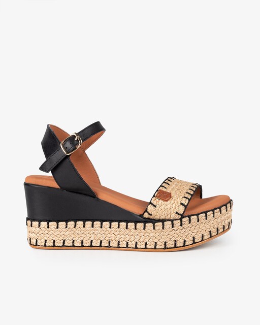 Imagen 0 de Sandalias de cuña de mujer en yute con hebillas