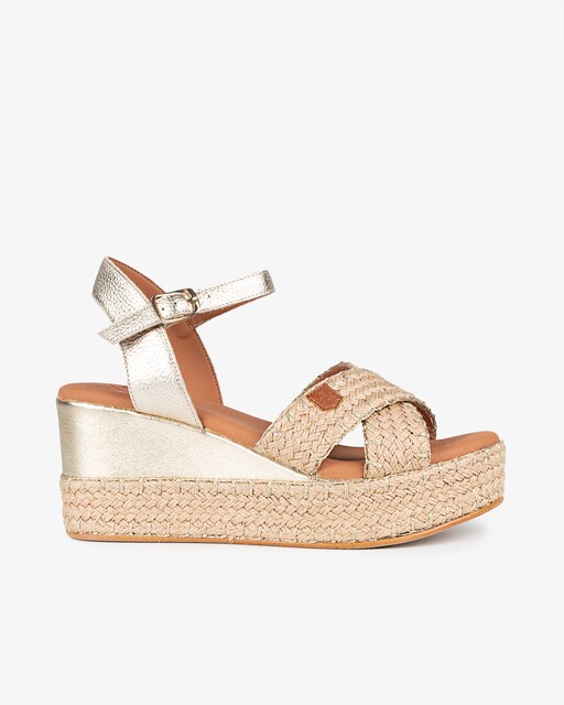 Imagen 0 de Sandalias de cuña de mujer en yute con hebillas