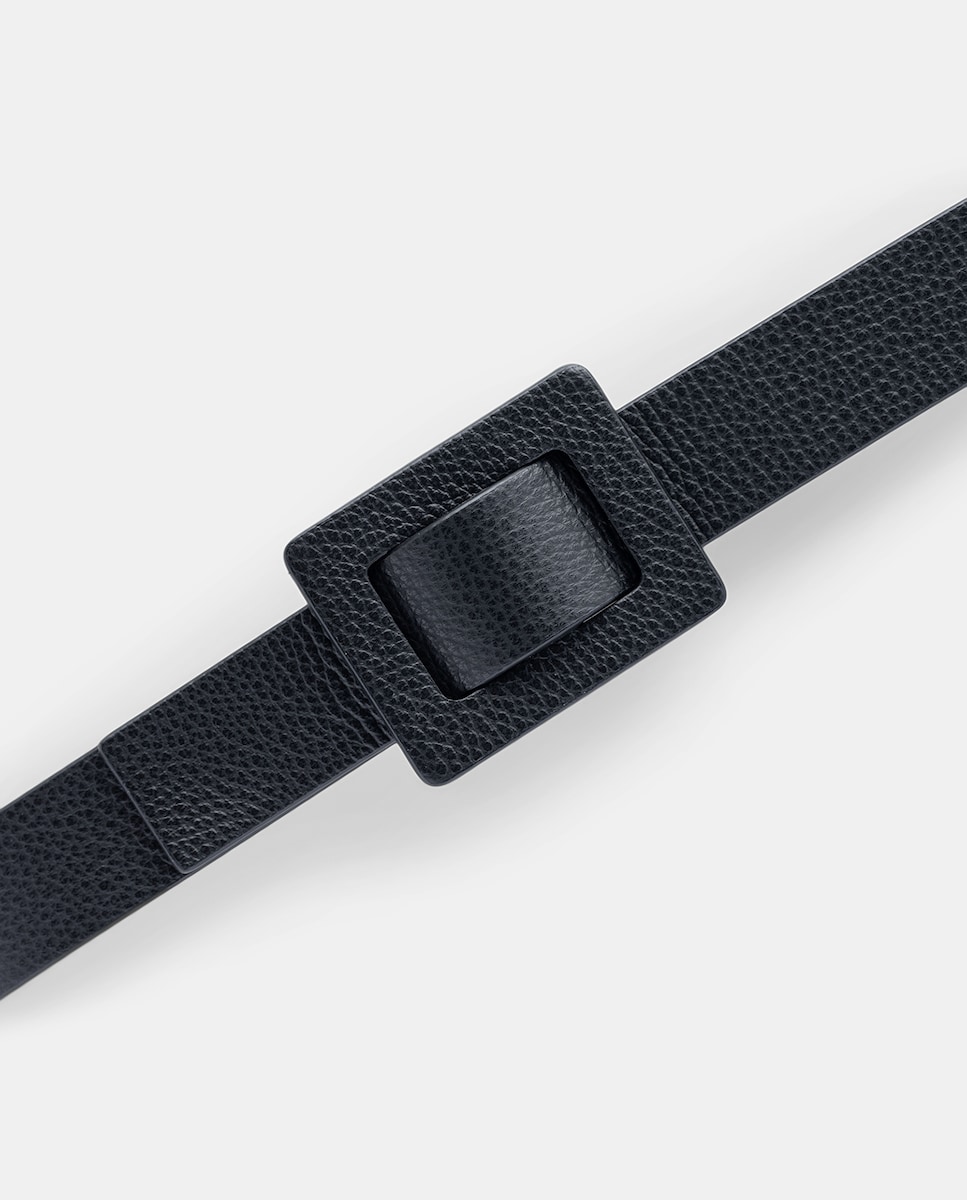 Cinto de Pele de Bovino com Fivela Preto-2