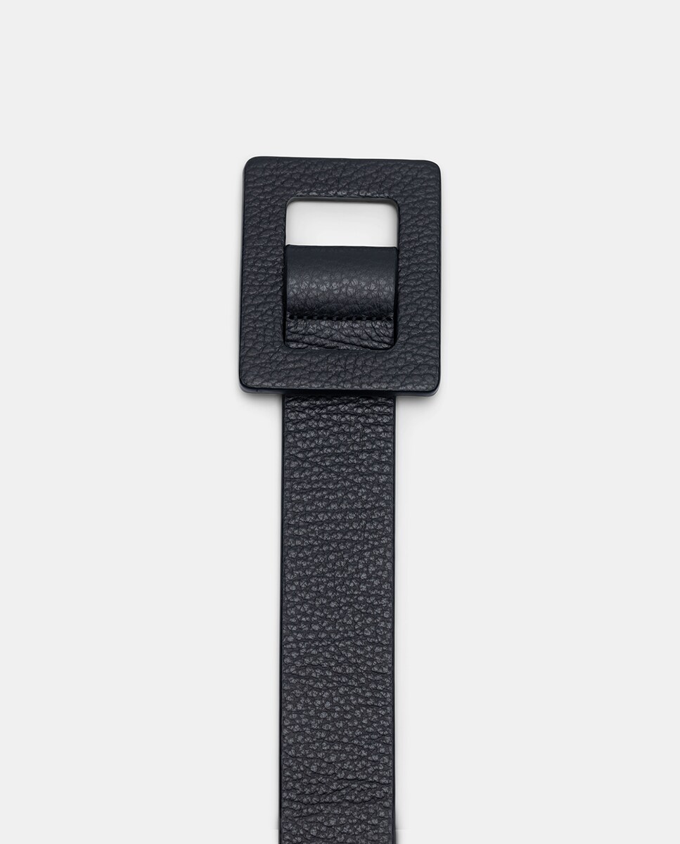 Cinto de Pele de Bovino com Fivela Preto-3