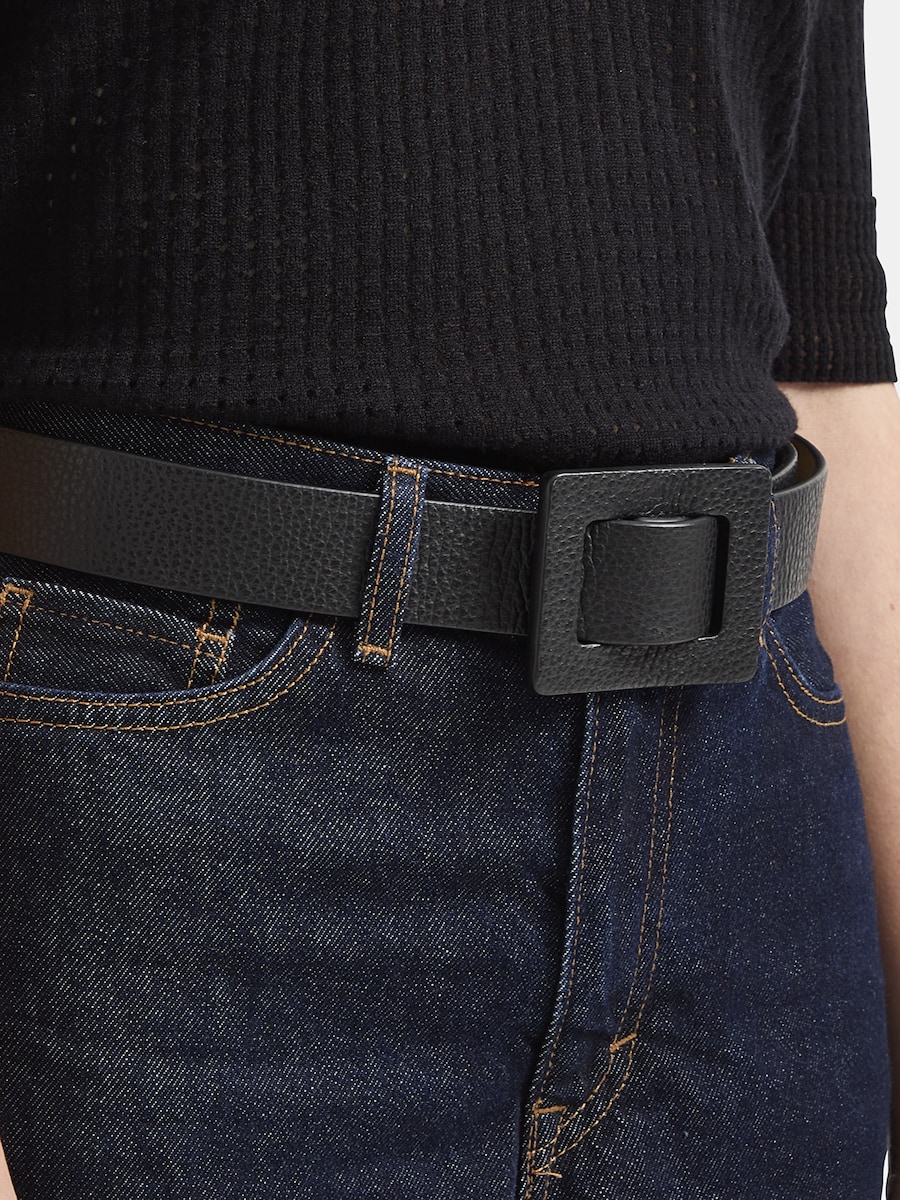 Cinto de Pele de Bovino com Fivela Preto-4