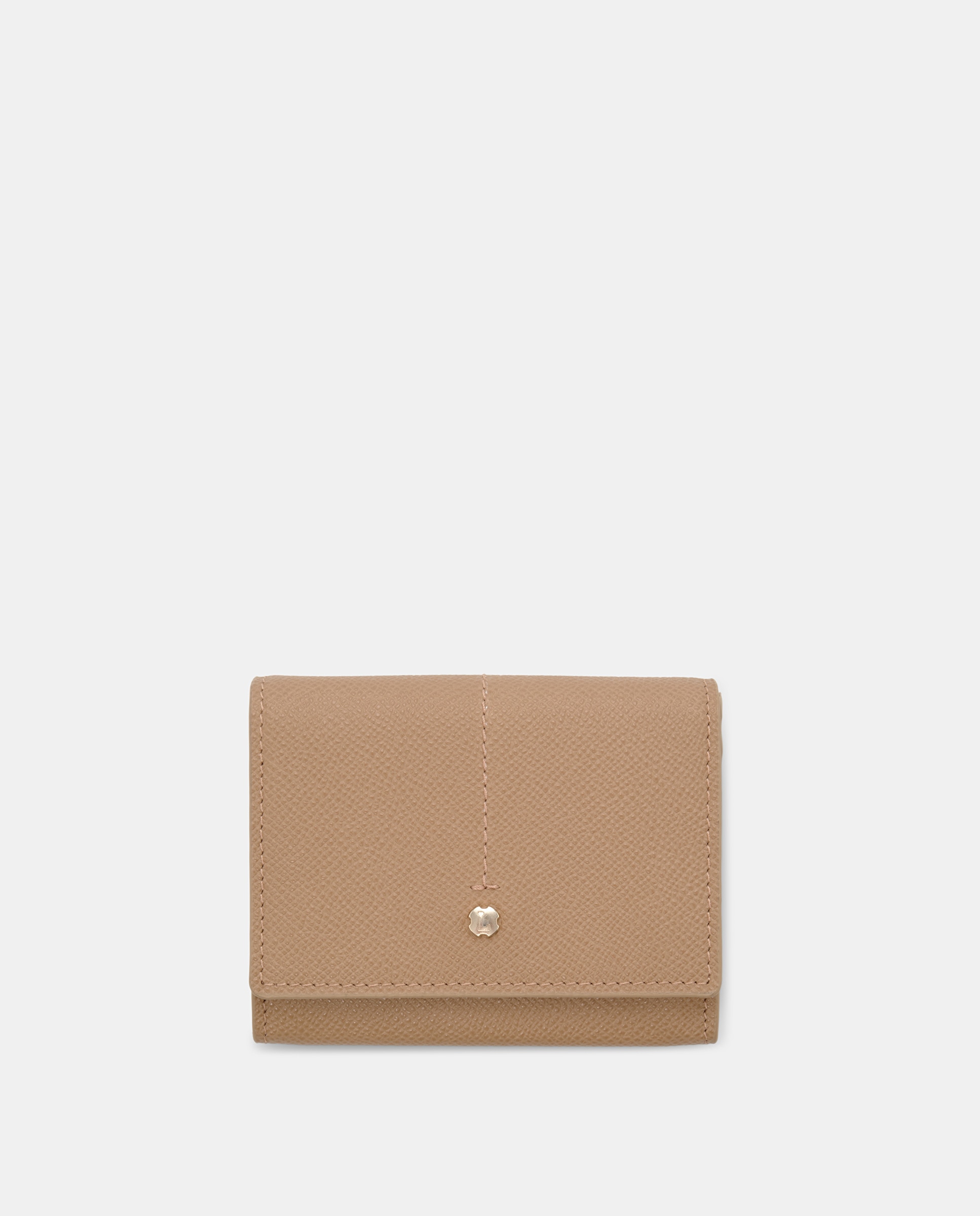 Cartera de hombre de piel de vacuno con botones beige