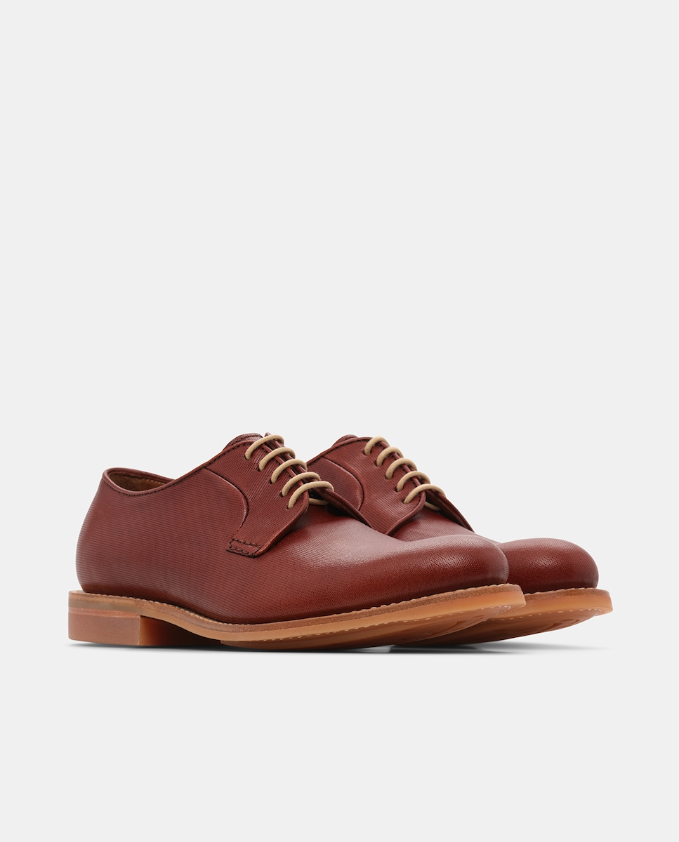 Botas Derby Con Cordones En Piel Marrón Para Hombre